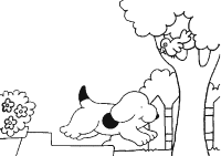 A coloring page of spot the dog